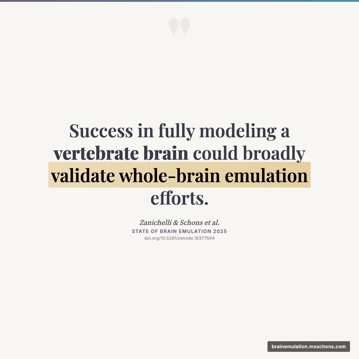 Quote: Success modeling a vertebrate brain validates WBE efforts